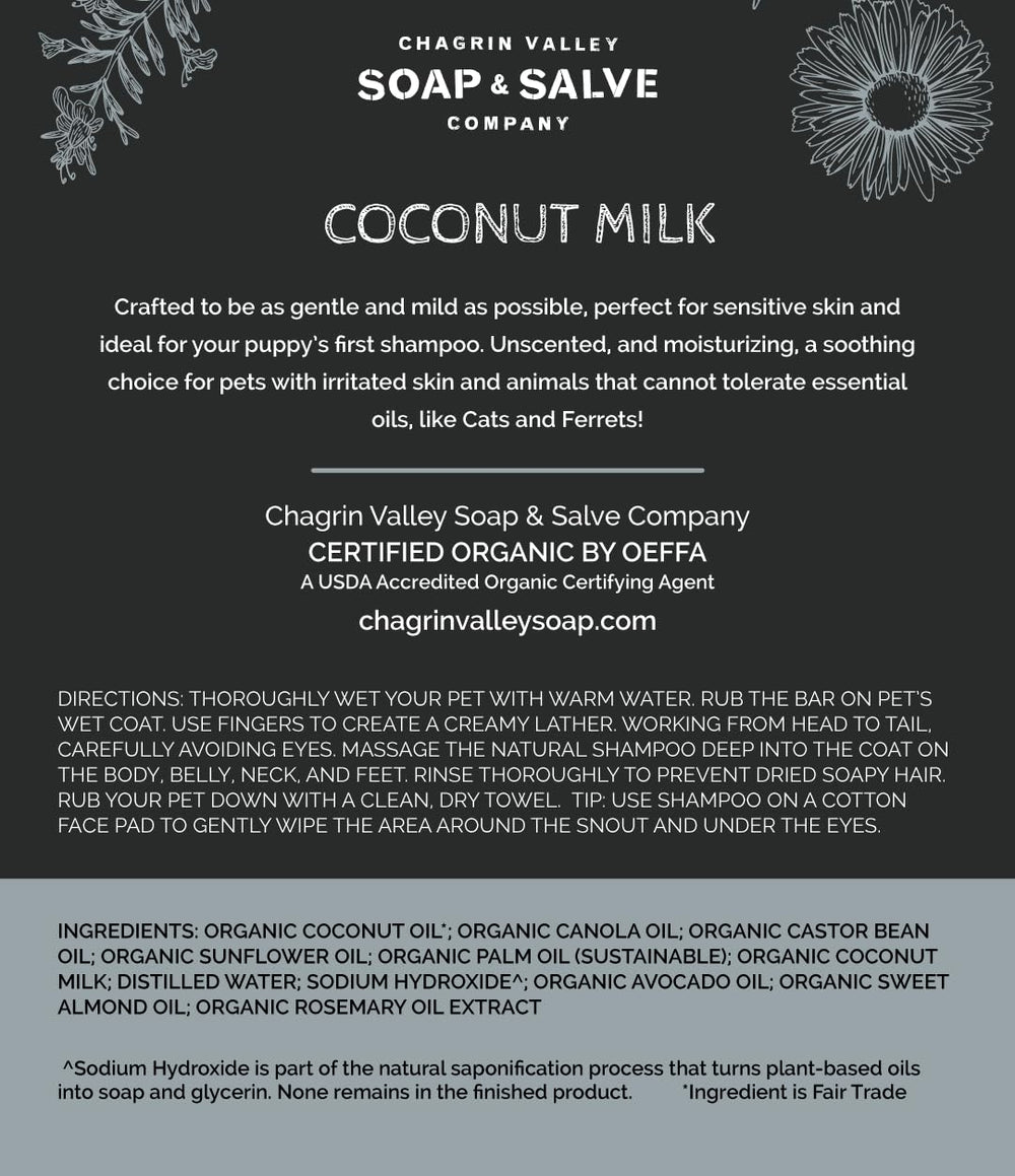 Chagrin Valley coconut milk ingredient close-up for nourishing coat