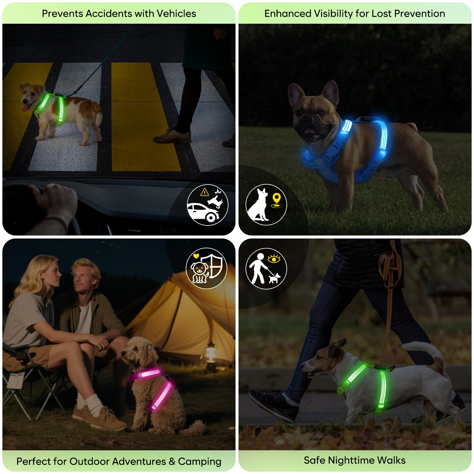 ChalkLit green glow-in-the-dark harness for visible outdoor adventures.