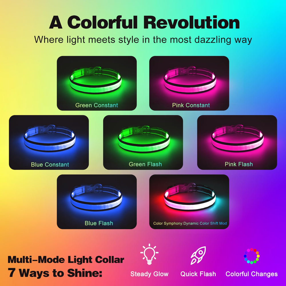 ChalkLit LED collar highlights the 5-level battery indicator for power planning.