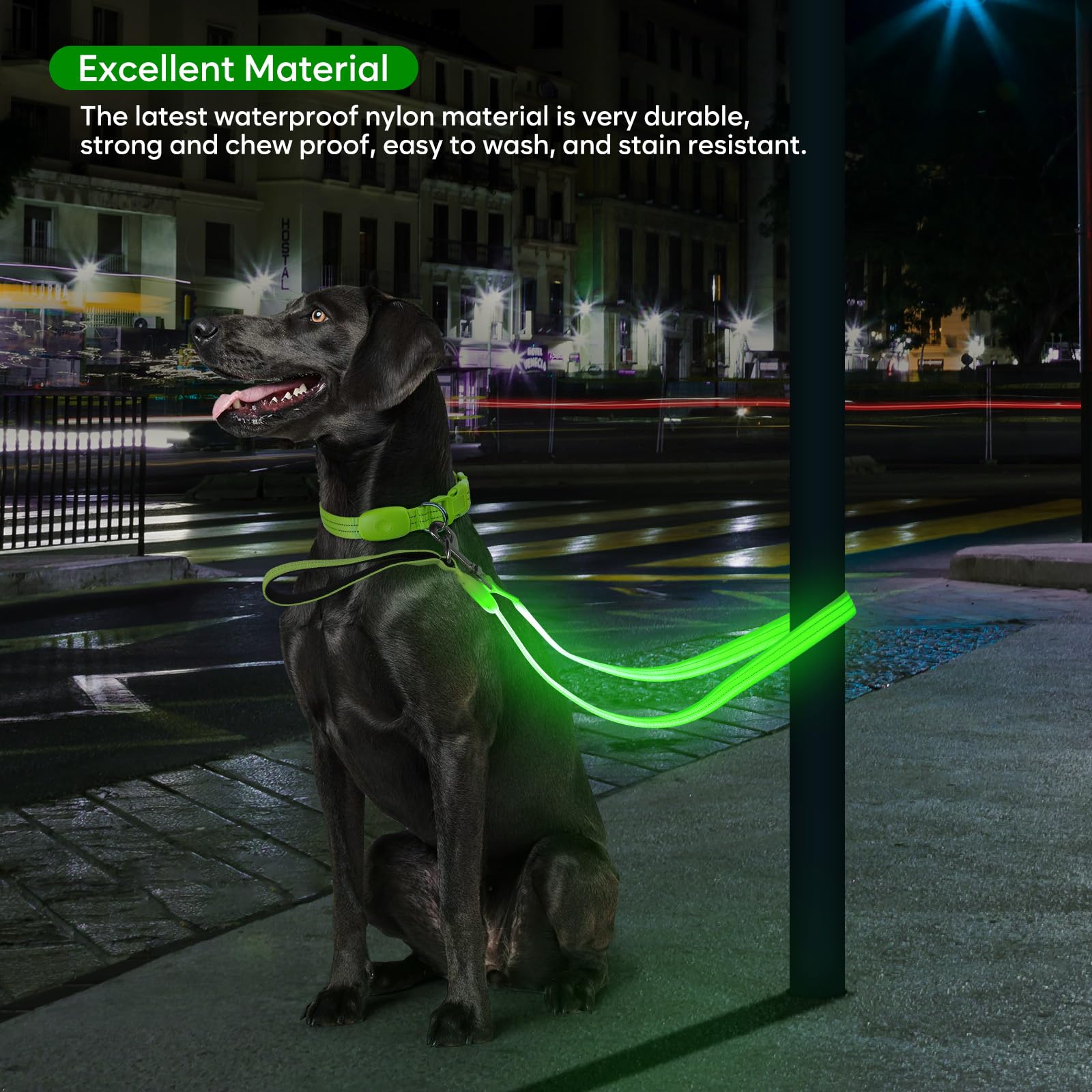 ChalkLit LED dog leash 360-swivel-clasp prevents tangles during motion