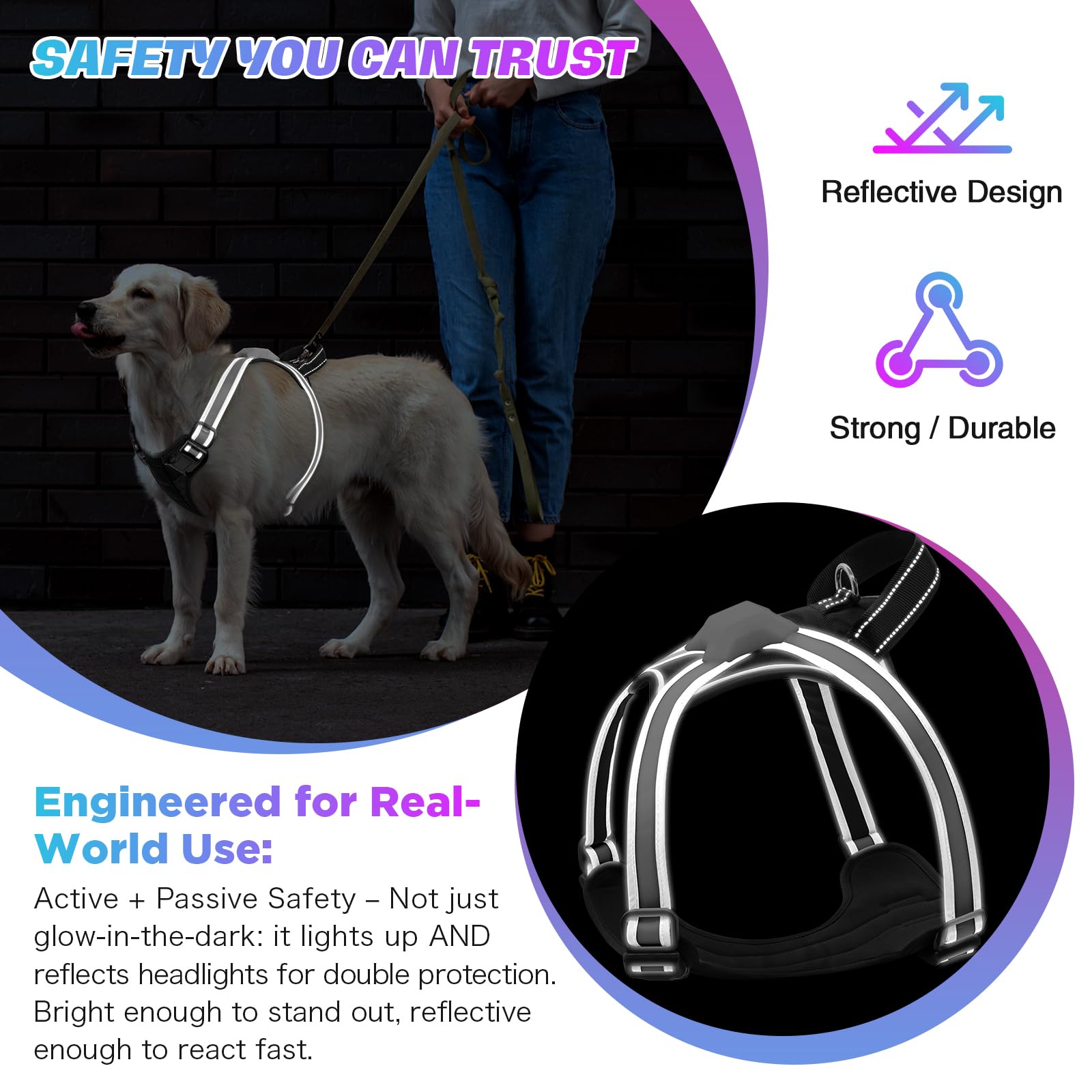 ChalkLit harness USB-C charging port for quick recharge between adventures