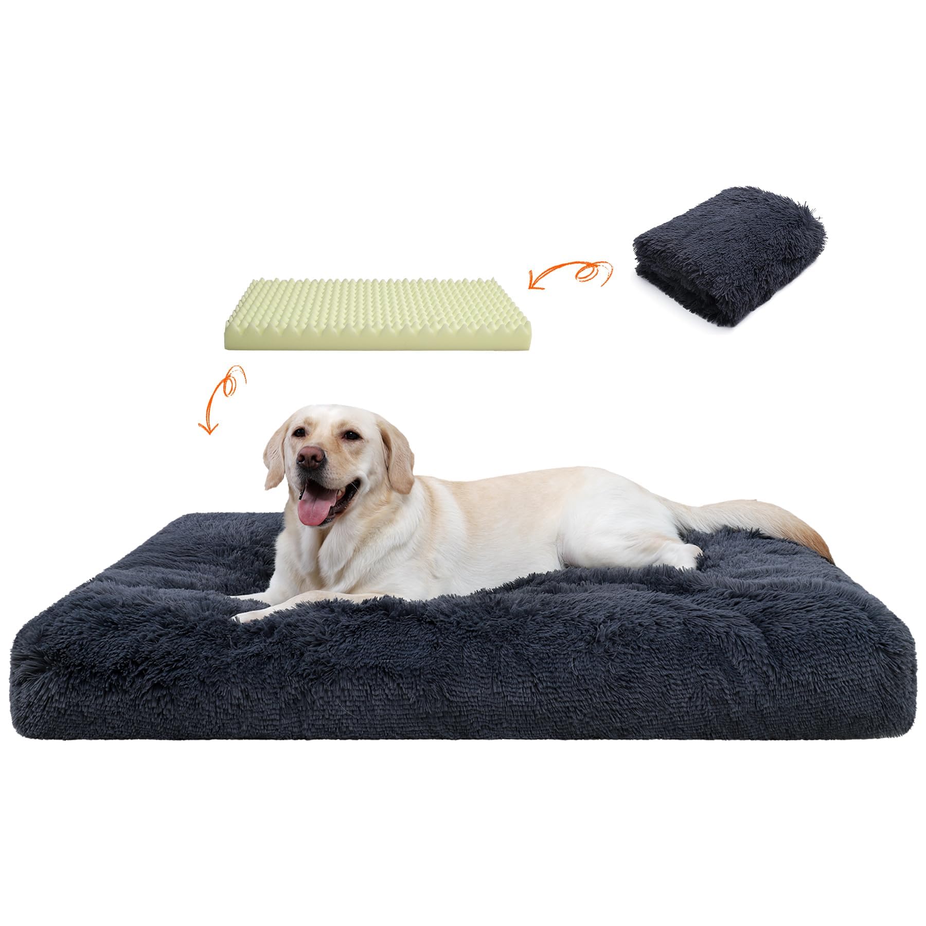 CHAMPETS orthopedic bed front view showing plush support for tired joints
