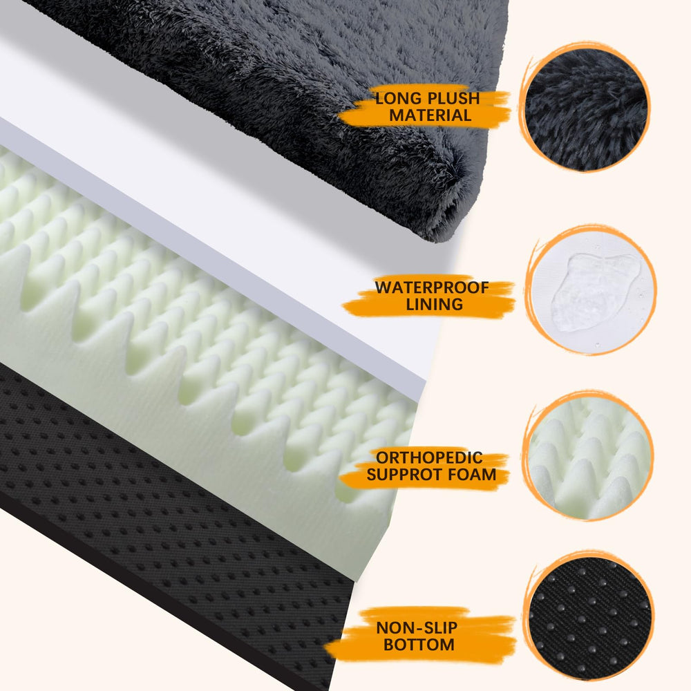 CHAMPETS orthopedic bed plush top highlights soft cozy surface