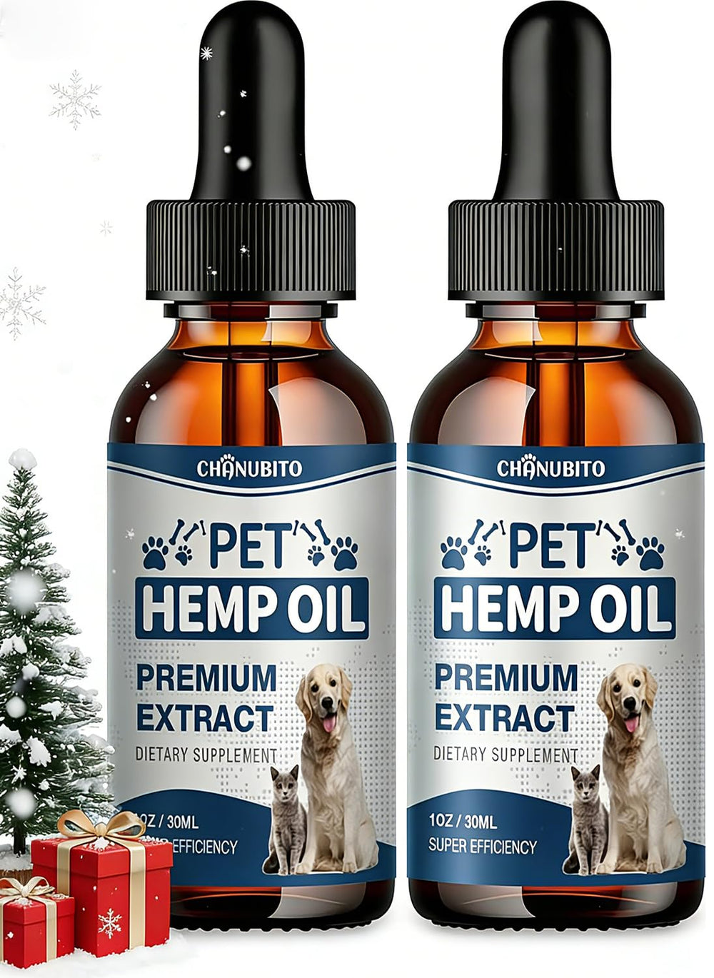 CHANUBITO Pets hemp oil dropper for easy dosing and calming support