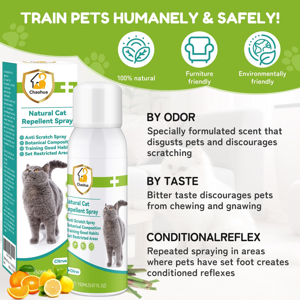 Chaohua Cat Deterrent Spray on furniture protection scene.