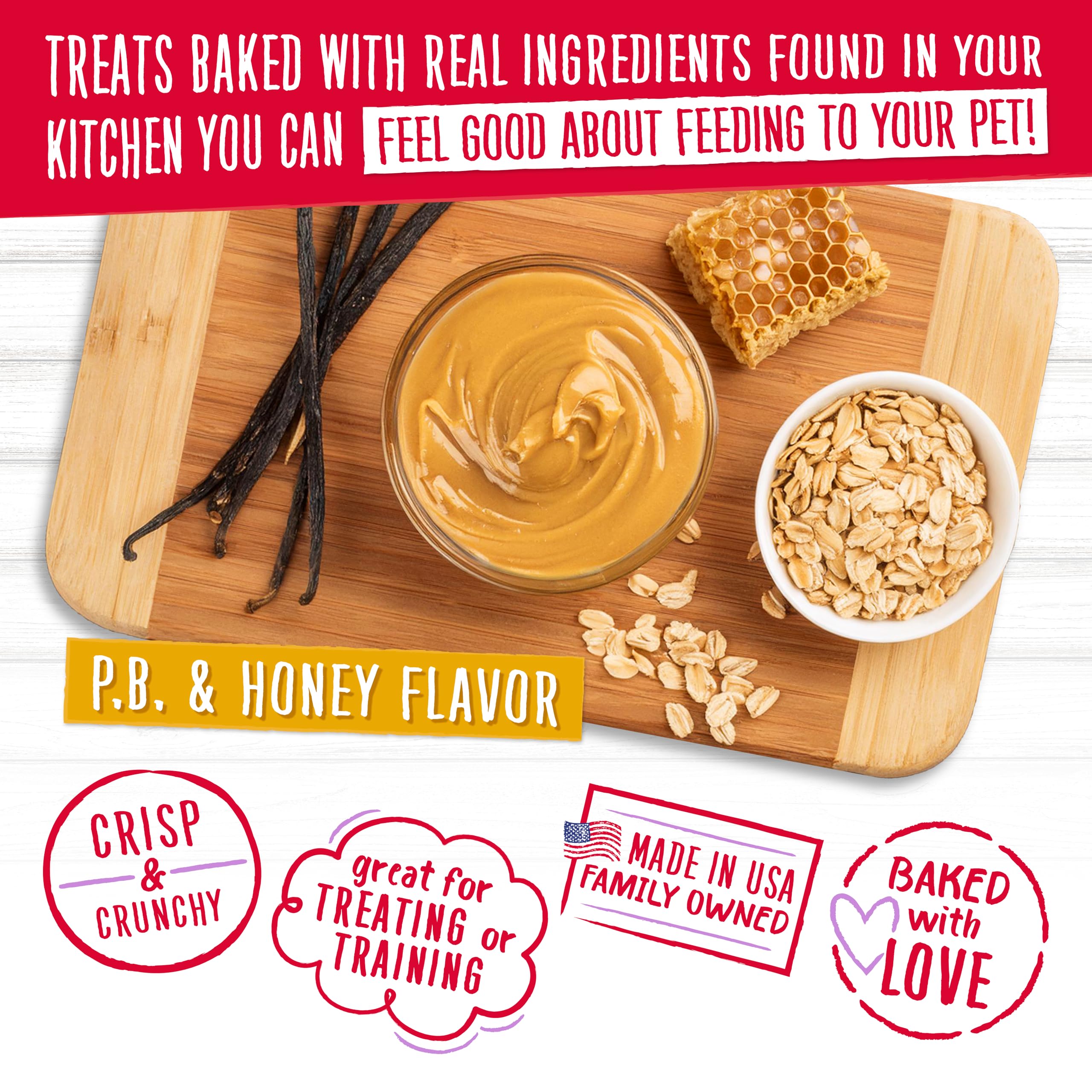 Charlee Bear Bearnola Bites ingredients list oats, peanut butter, honey.