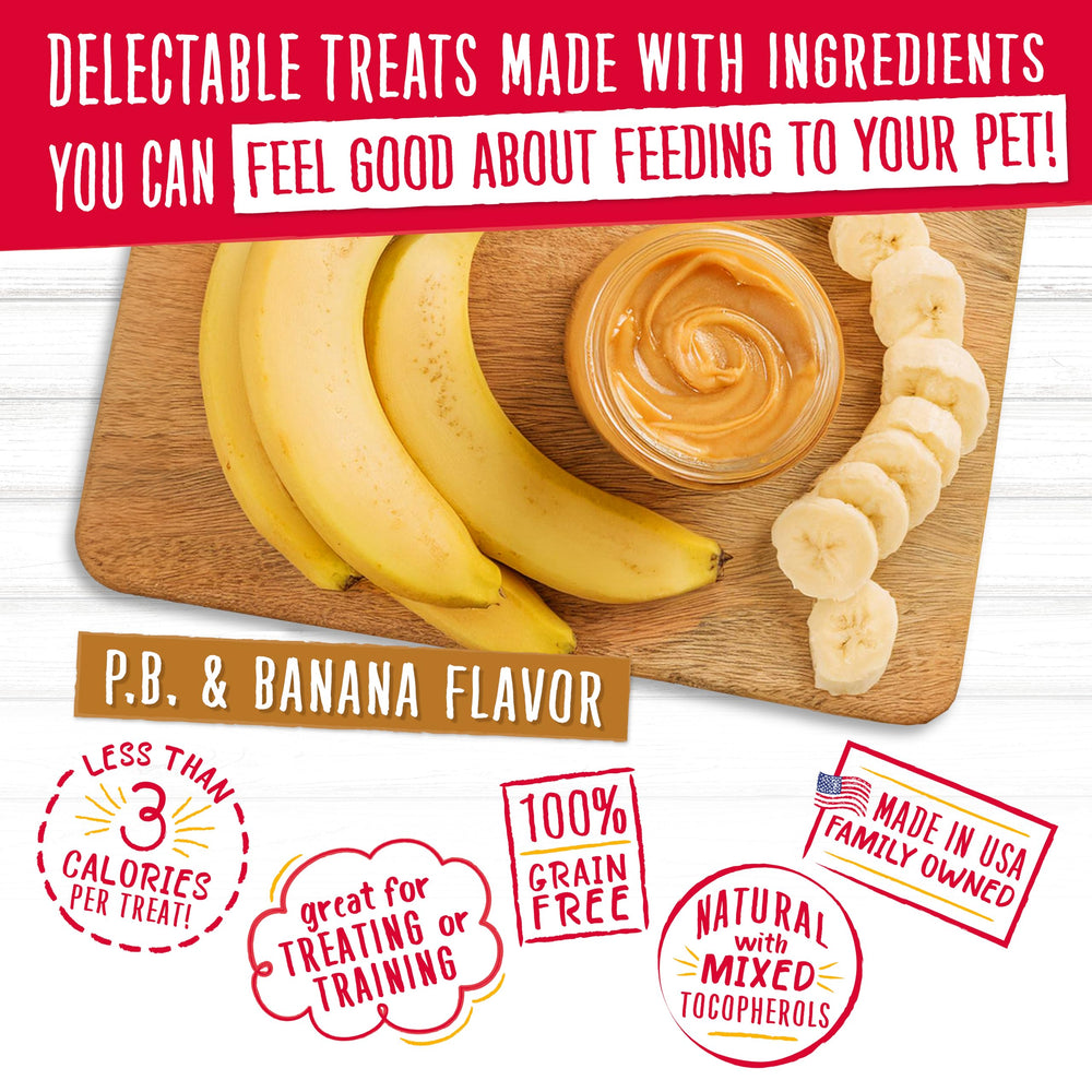 Charlee Bear grain-free ingredients label closeup with chickpeas and bananas.