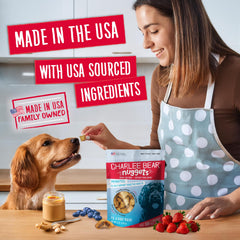 Charlee Bear Nuggets grain-free dog treats for sensitive diets.