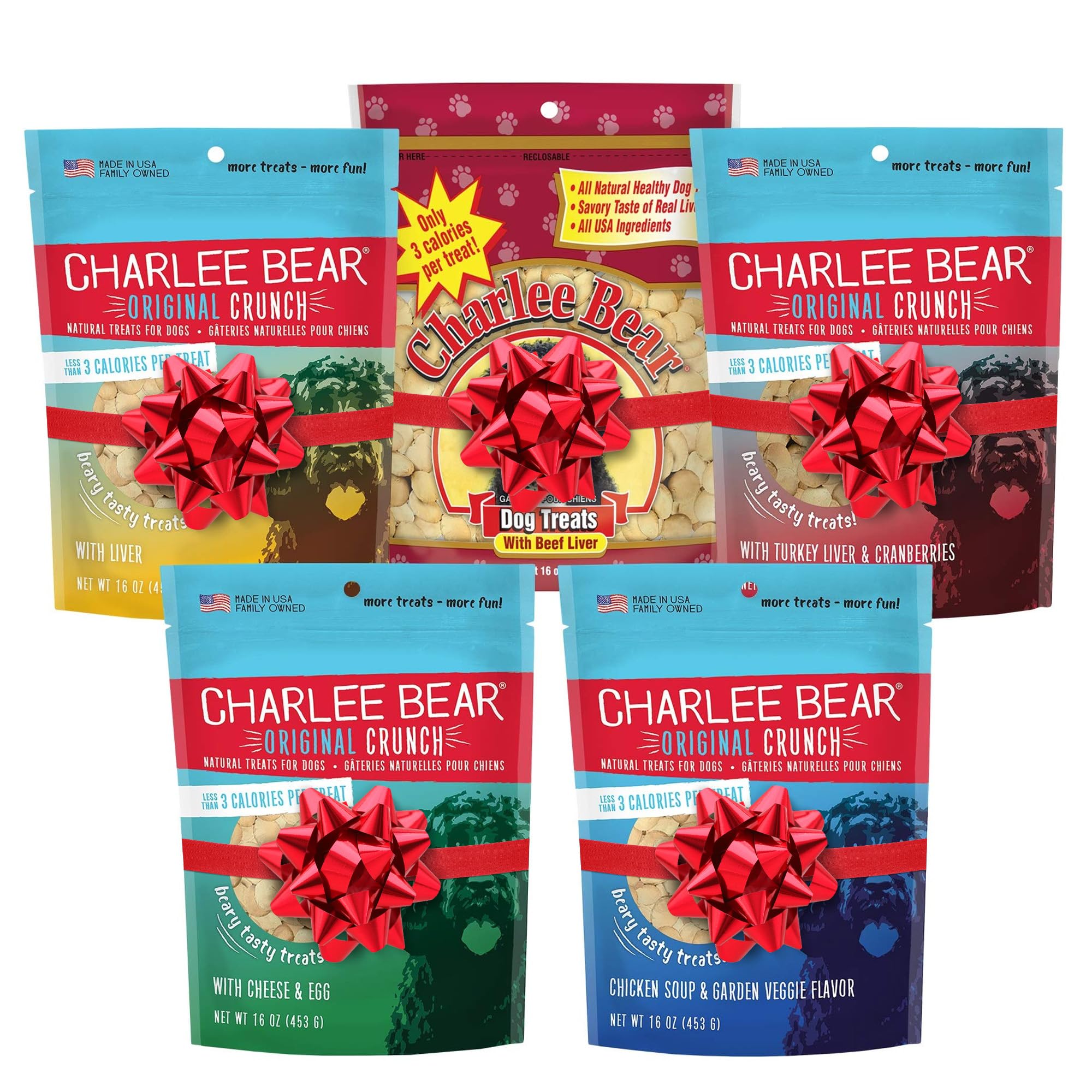 Charlee Bear Original Crunch beef liver bag – savory training reward for dogs.