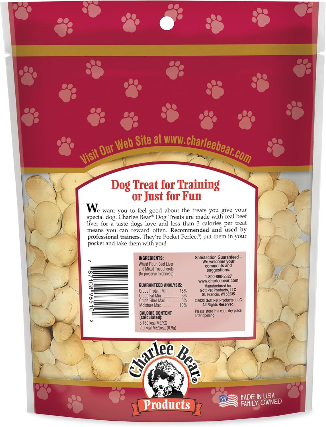 Charlee Bear Original Crunch Beef Liver dog treats on a tray for sharing.