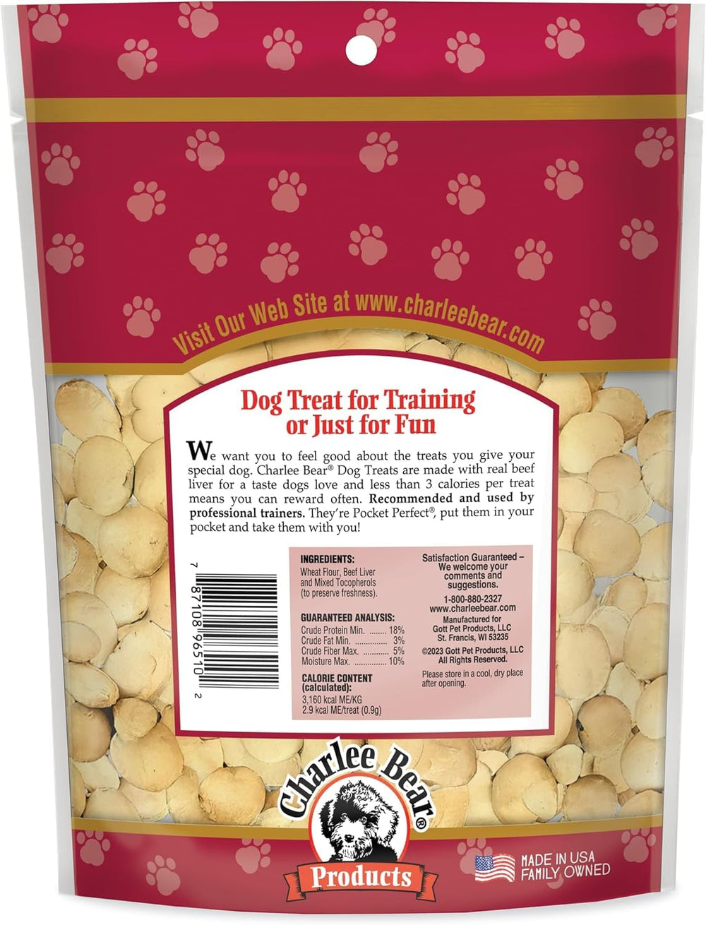 Charlee Bear Original Crunch Beef Liver dog treats on a tray for sharing.