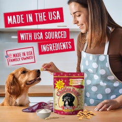 Charlee Bear Original Crunch Beef Liver dog treats close-up with savory aroma cue.