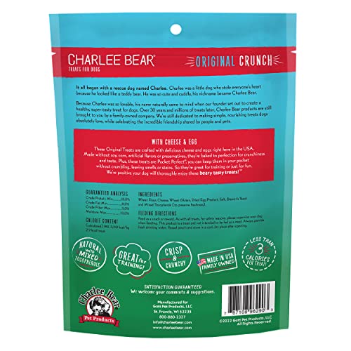 Charlee Bear Original Crunch cheese egg treat pieces ideal for bite-sized rewards.