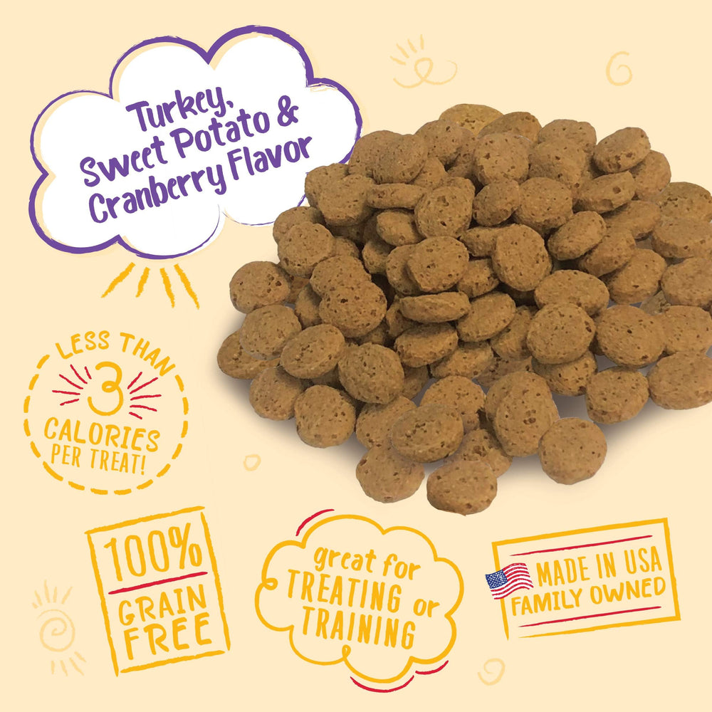 Charlee Bear turkey sweet potato cranberry treats offer variety while rewarding good behavior.