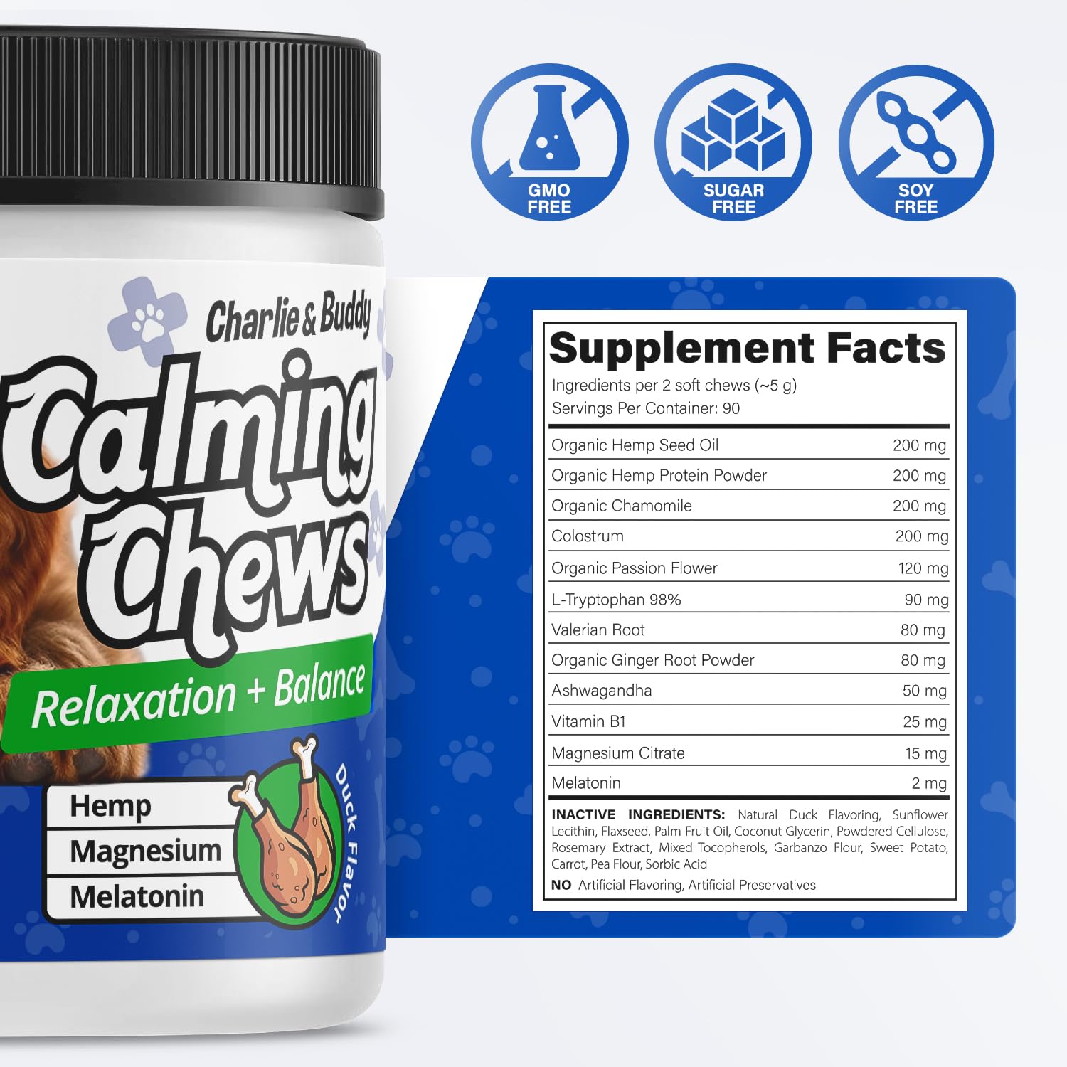 Charlie & Buddy magnesium citrate valerian root blend for calmer behavior