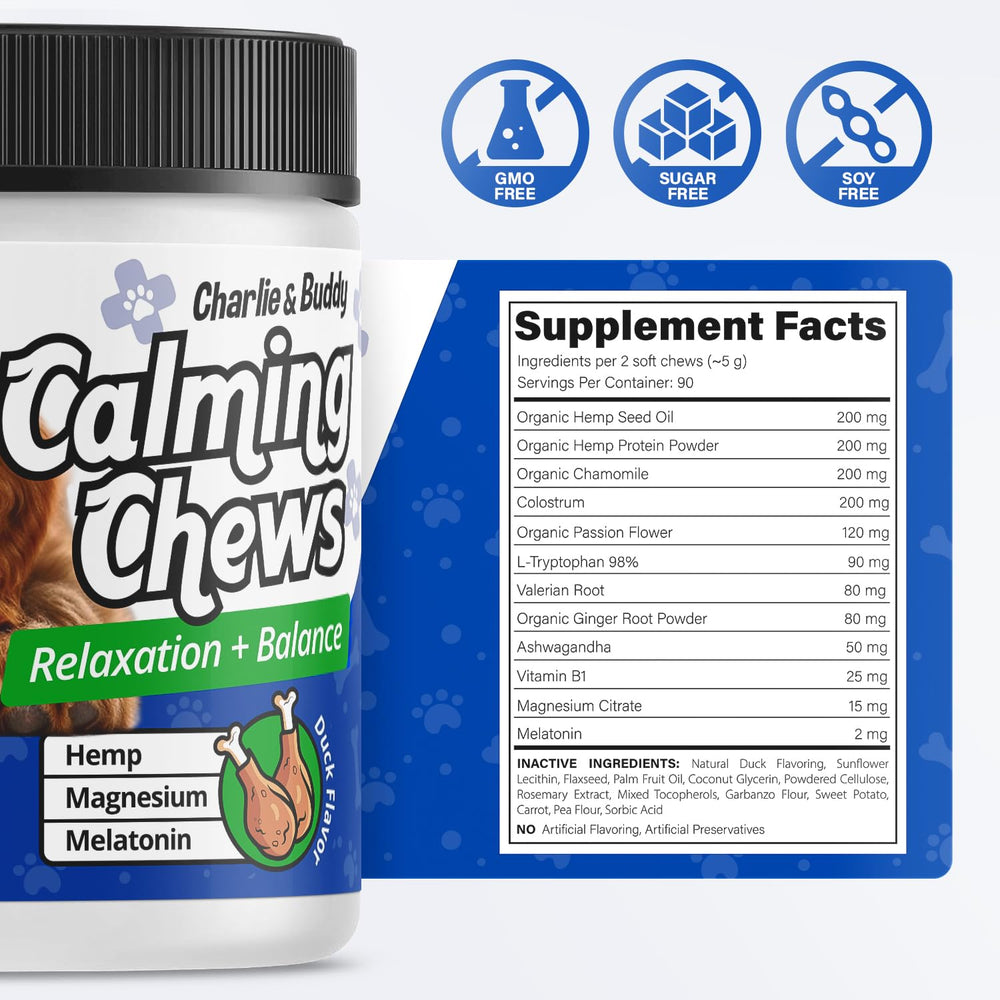 Charlie & Buddy magnesium citrate valerian root blend for calmer behavior