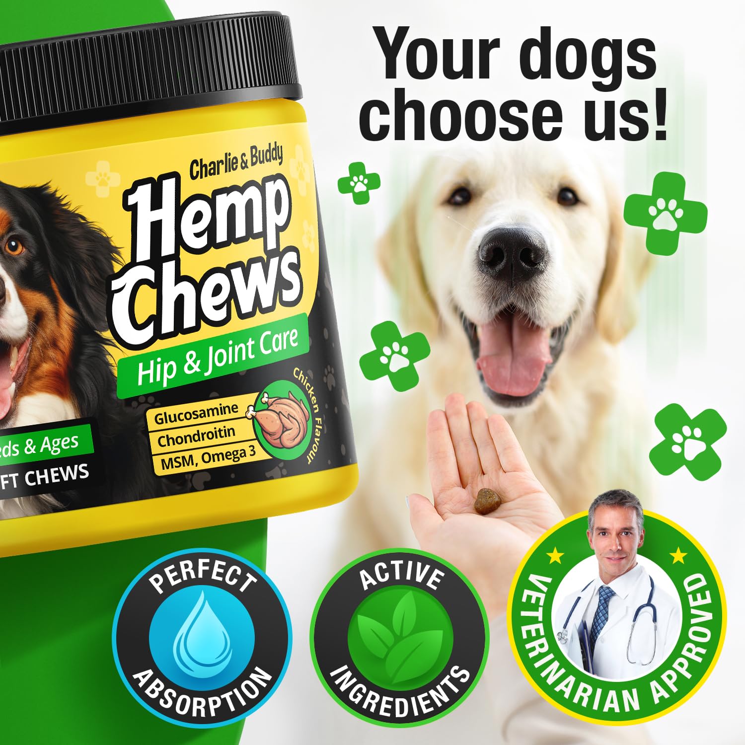 CHARLIE & BUDDY omega-3 cod liver oil dog supplement emphasize vitality.