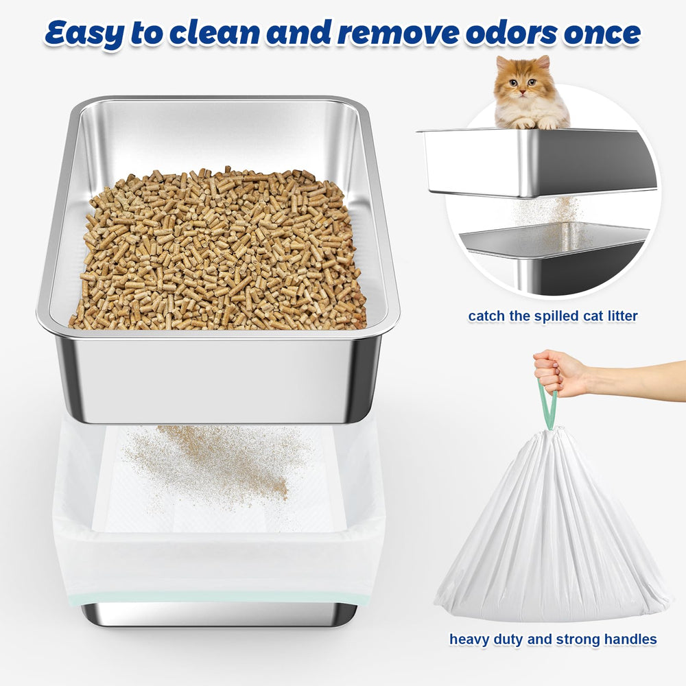 Charlie & Mollie 26L capacity stainless steel litter box for small to medium cats