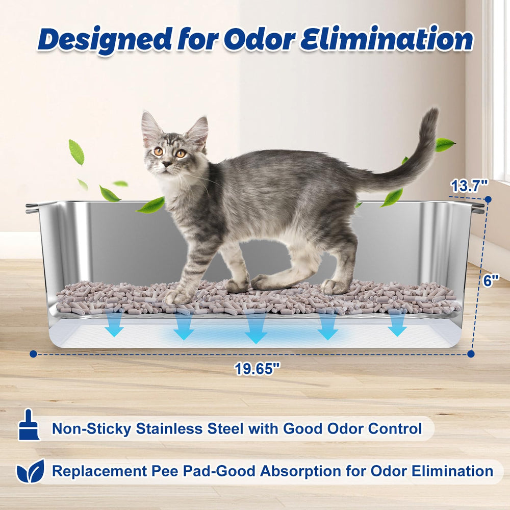 Charlie & Mollie litter box includes scoop and trash bag for easy cleanup