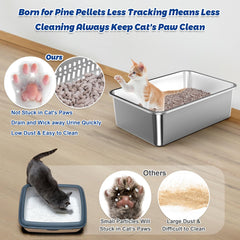 Charlie & Mollie stainless steel litter box with pee pad demonstrates quick pad replacement
