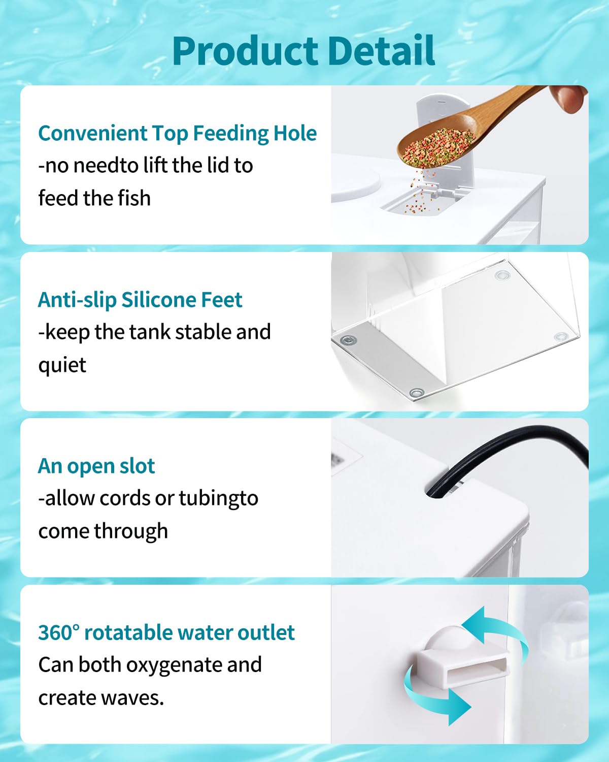 Charmshine 3-stage filtration delivers clearer water through sponge and bio balls.