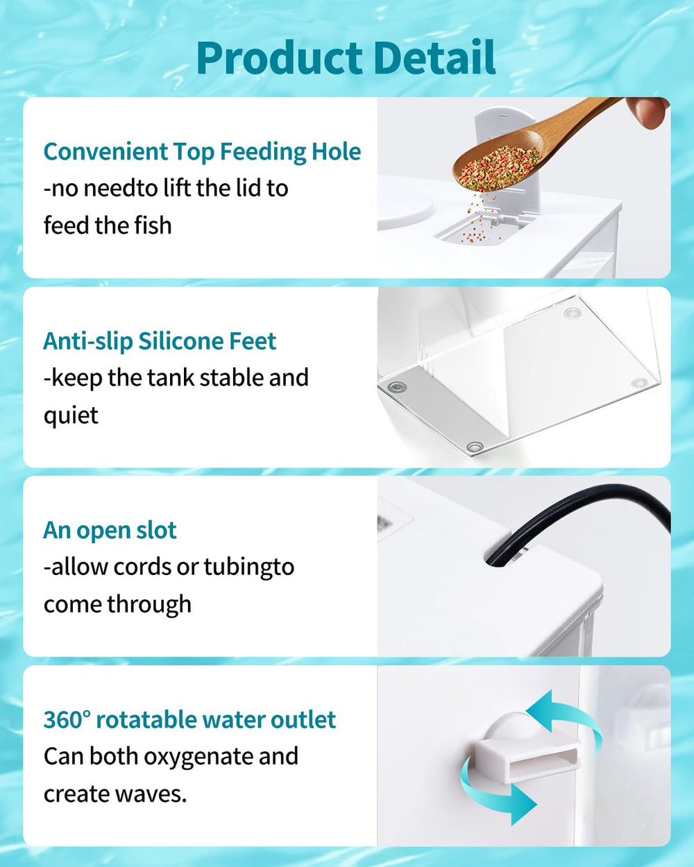 Charmshine 3-stage filtration delivers clearer water through sponge and bio balls.