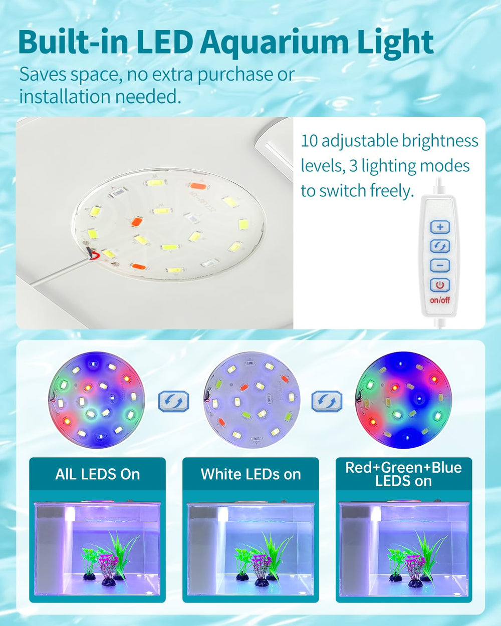 Charmshine compact desk aquarium fits on a desktop or shelf with style.