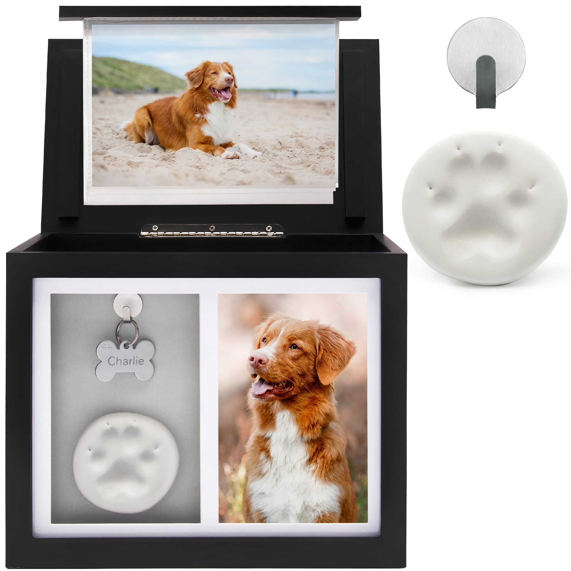 Chasing Tails pet urn with dog-ashes offers a dignified resting place and lasting memory.