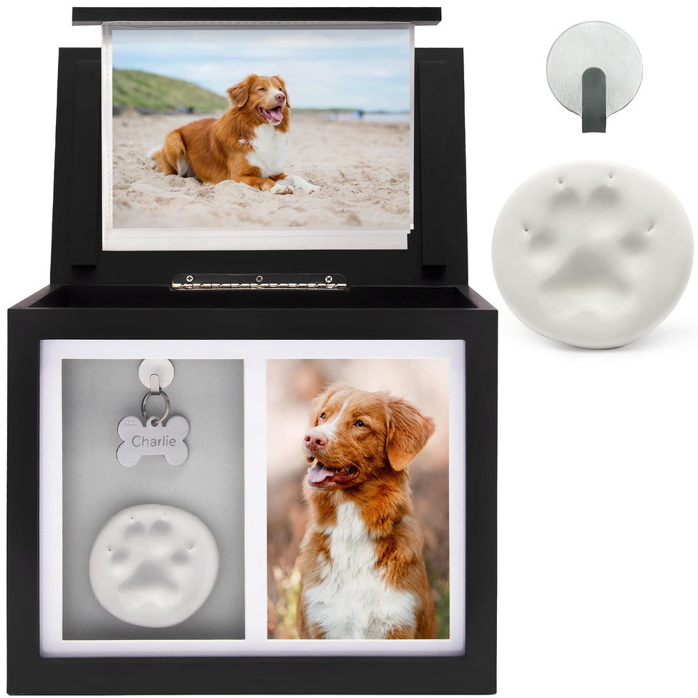 Chasing Tails pet urn with dog-ashes offers a dignified resting place and lasting memory.