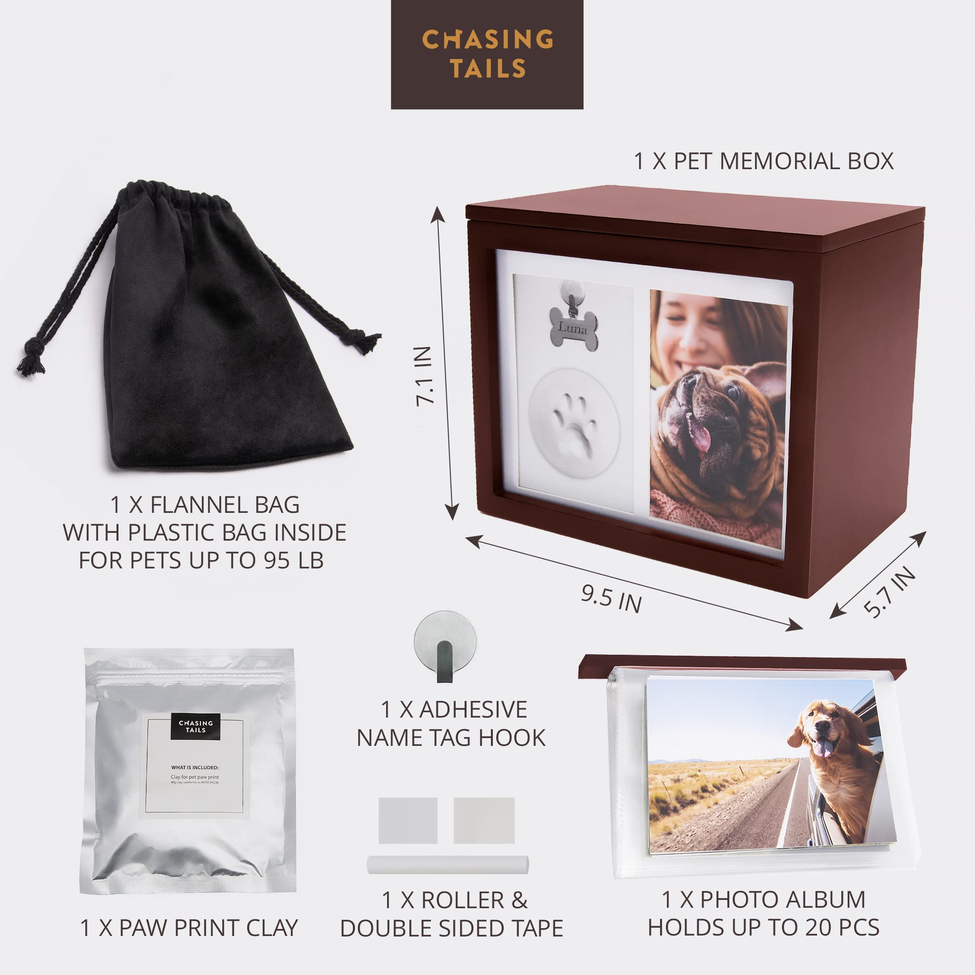 Chasing Tails magnetic lid urn keeps ashes secure and accessible.