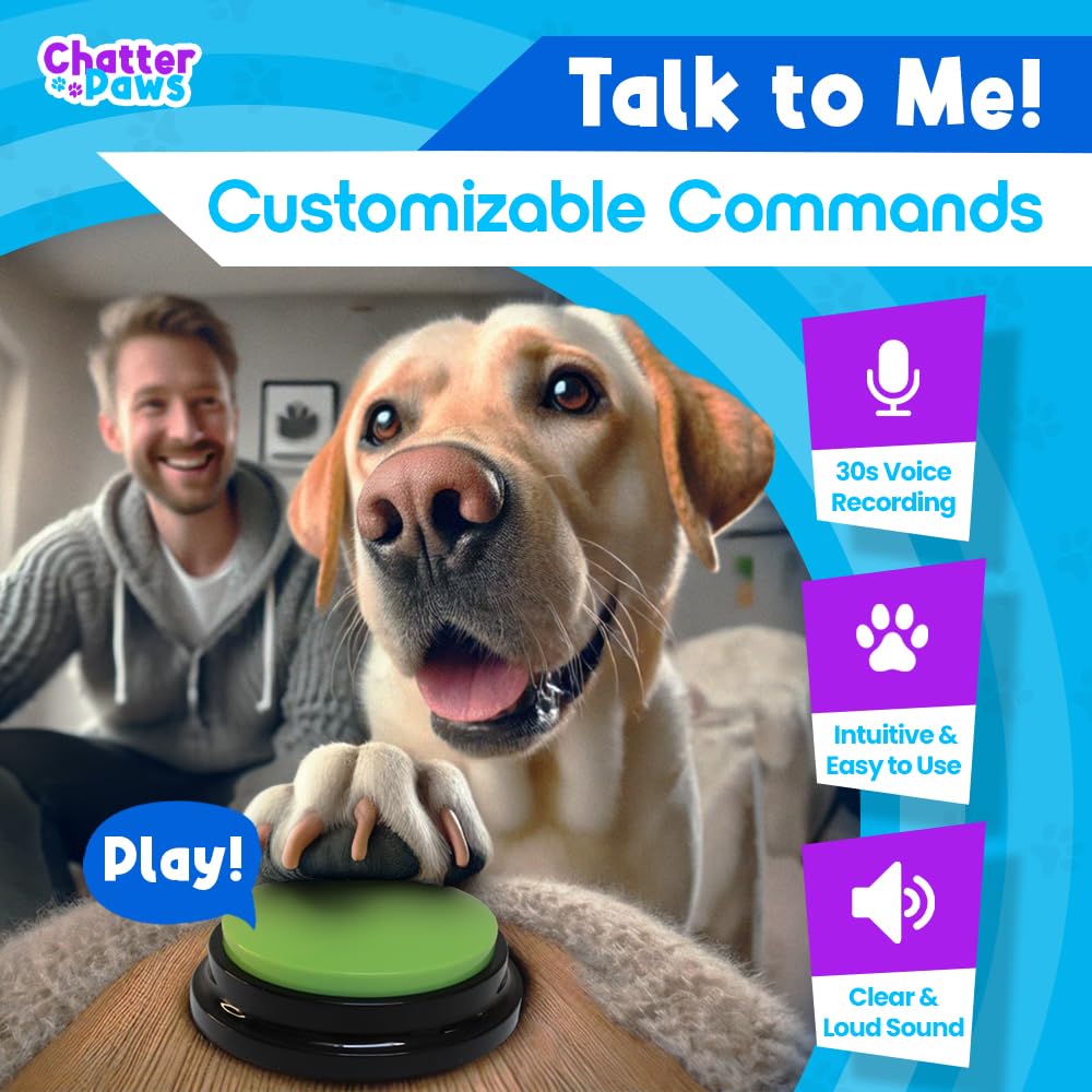 CHATTER PAWS 30s recording buttons capture concise commands for pets.