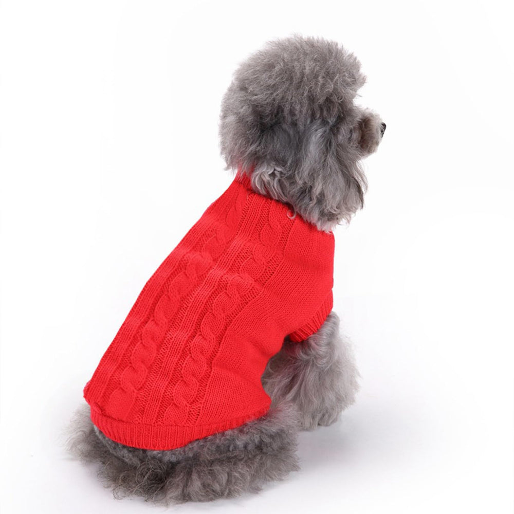 CHBORCHICEN small dog sweater red front view showing cozy knit warmth for tiny dogs