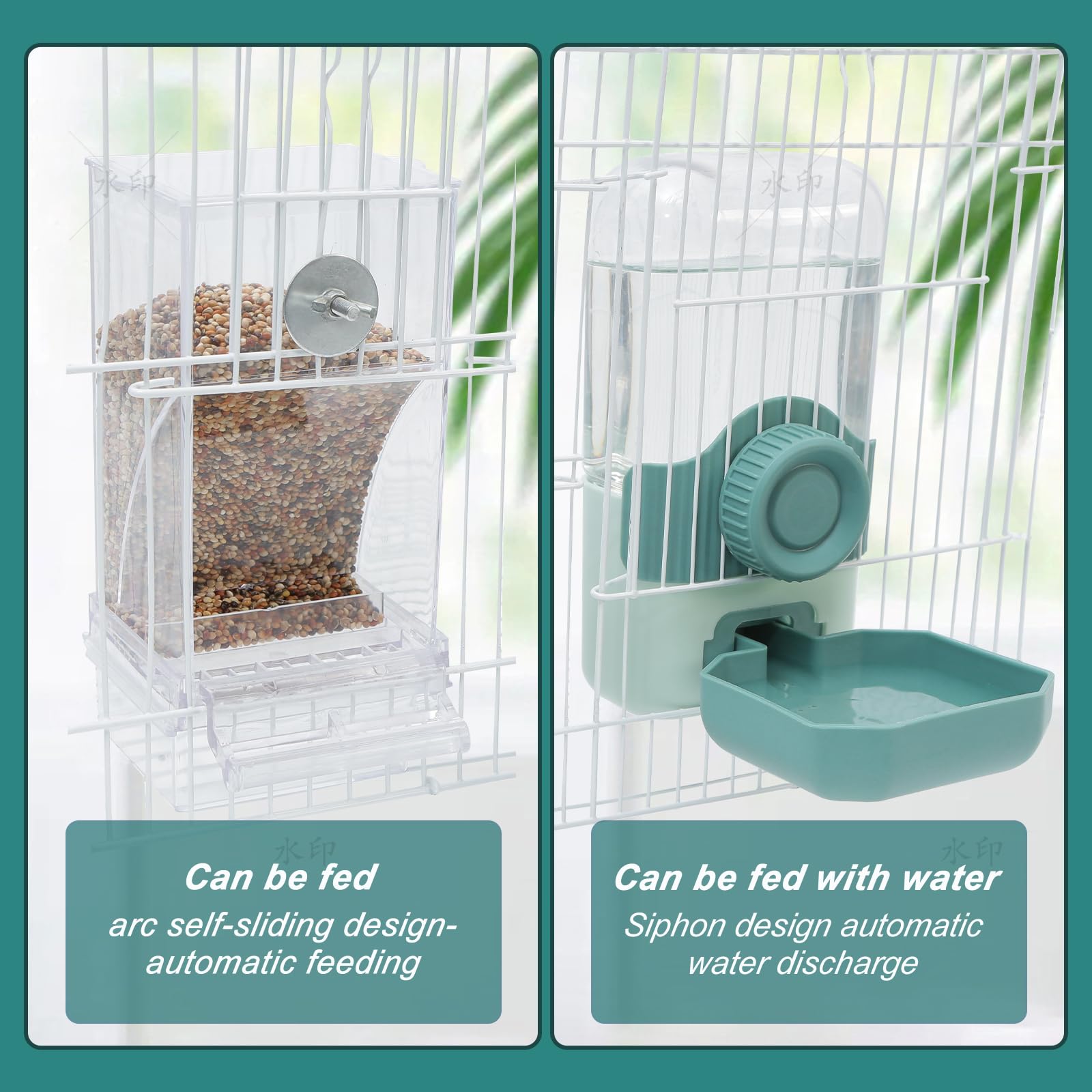 Chebet No Mess Bird Feeder Water Dispenser Set dimensions help compatibility with various cages.