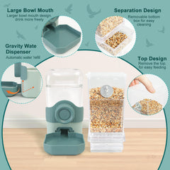 Chebet No Mess Bird Feeder Water Dispenser Set inside cage demonstrates mess-free daily refreshment.