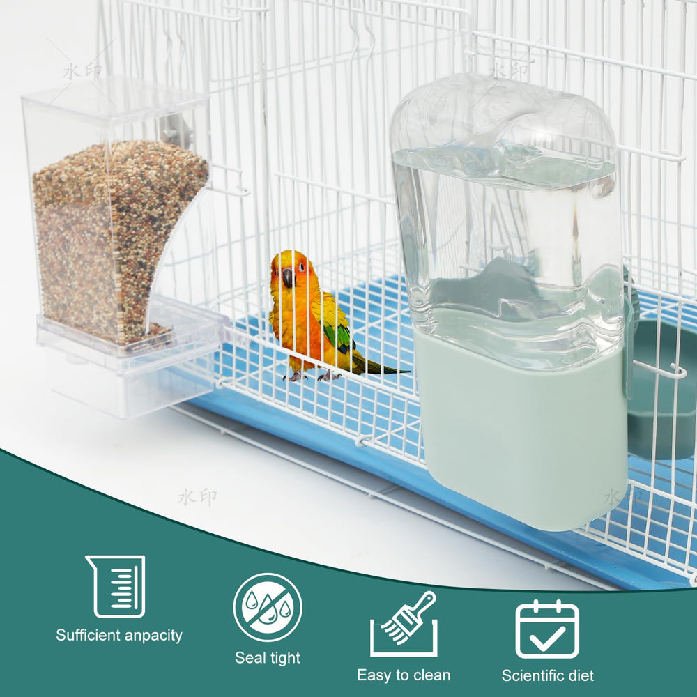 Chebet No Mess Bird Feeder Water Dispenser Set water dispensing mechanism ensures steady hydration.