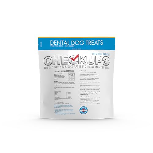 Checkups dental dog treats close-up highlights the pliable texture for cleaning teeth.
