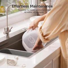 Cheerble Elfin E1 Lite illustrating continuous flow keeping water fresh.