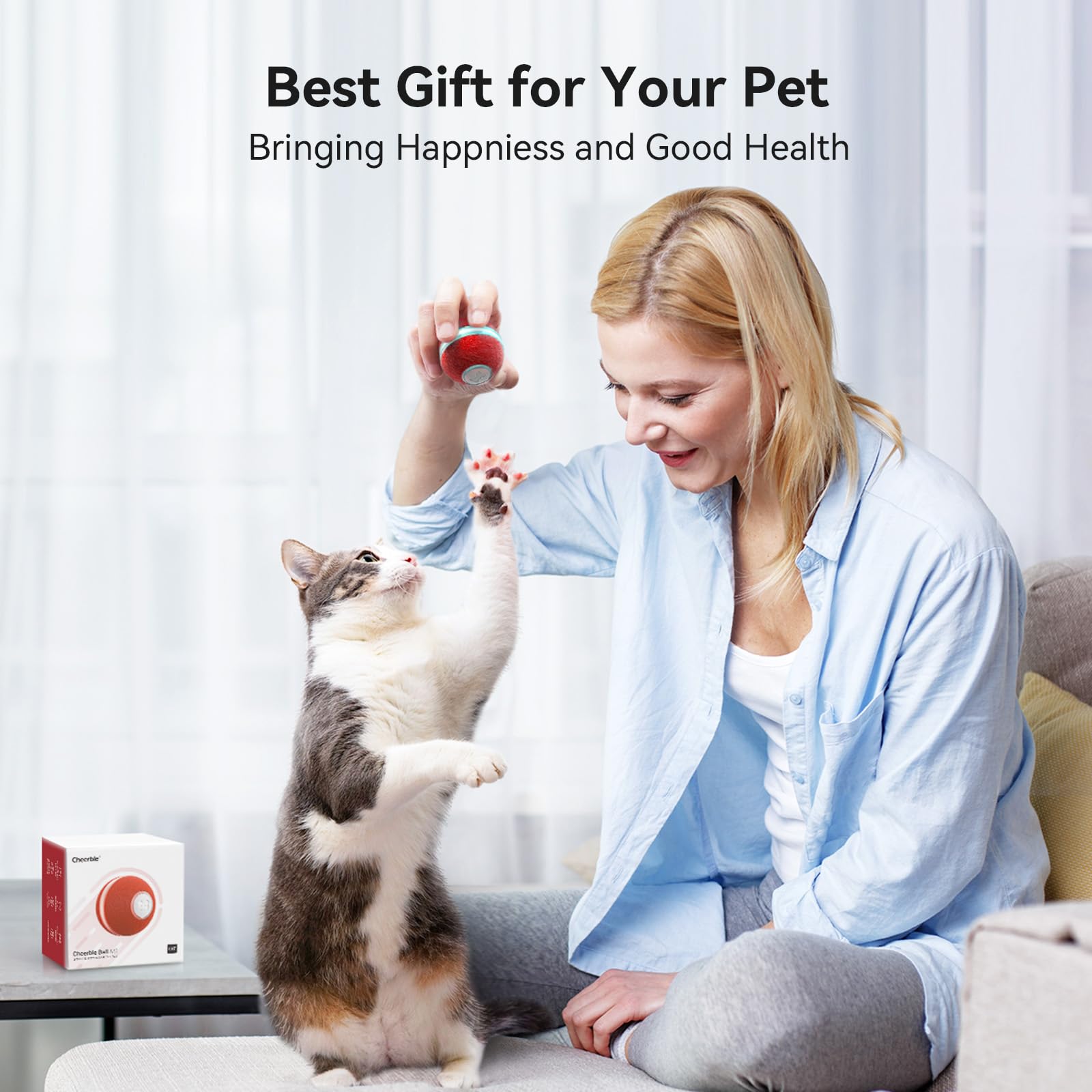 Cheerble Interactive Cat Ball Toy gift-ready packaging for cat owners.