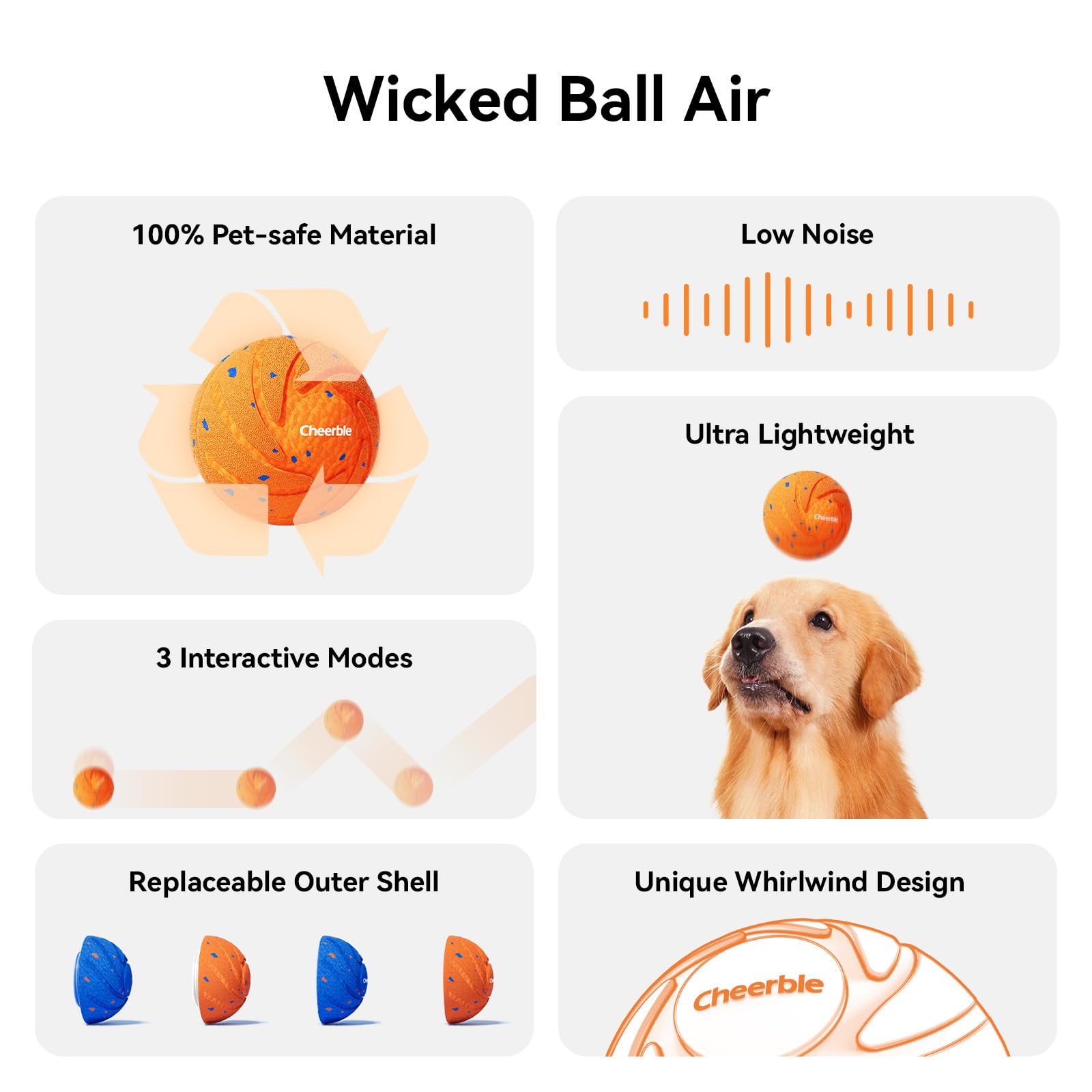 Cheerble Wicked Ball AIR side view shows mode switch for tailored play