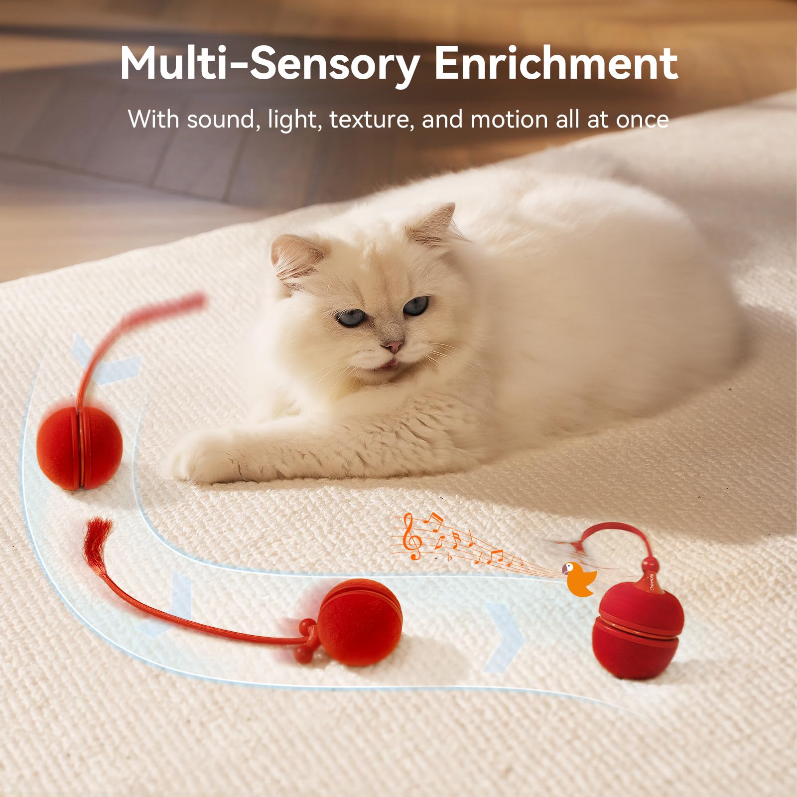 Cheerble Wicked Ball Duo2 rechargeable battery eliminates frequent replacements, supporting longer playtime.