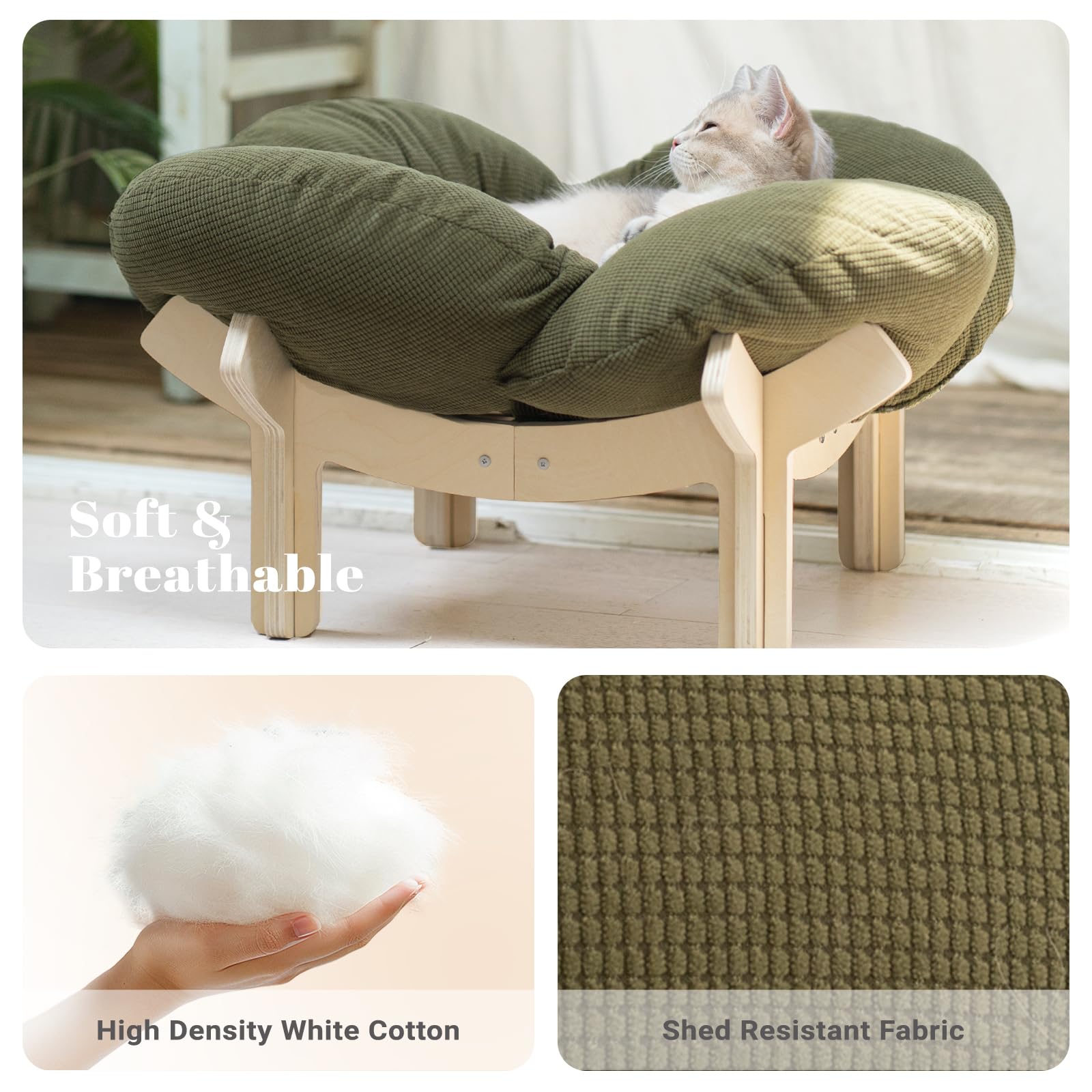 CHEERHOME PETS cross-joined-wooden-frame ensures reliable stability during sleep.