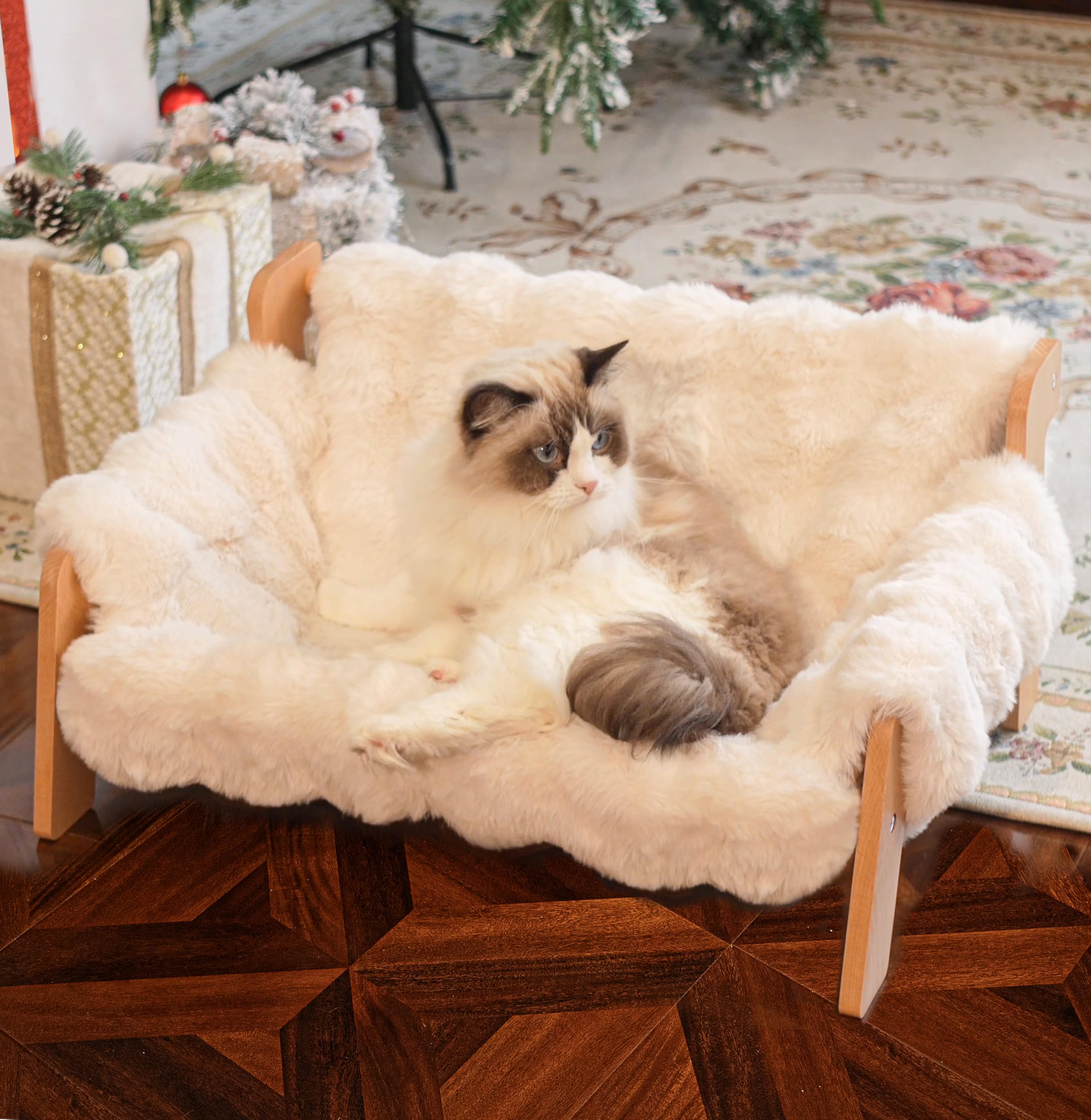 CHEERHOME PETS elevated cat couch-bed assembly shows quick setup and sturdy frame.