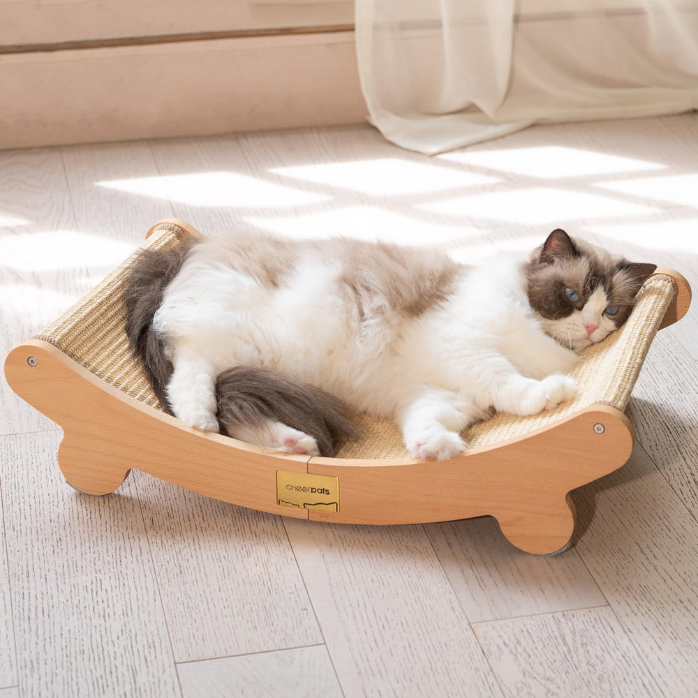 CHEERHOME PETS sisal cat scratcher bed front view with dual function for scratching and lounging
