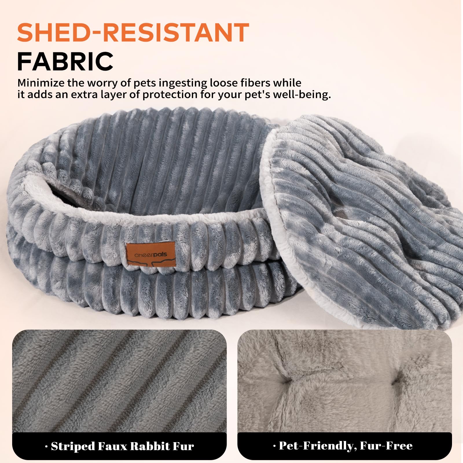 CHEERPALS cat bed features a non-slip base for stable lounging on floors