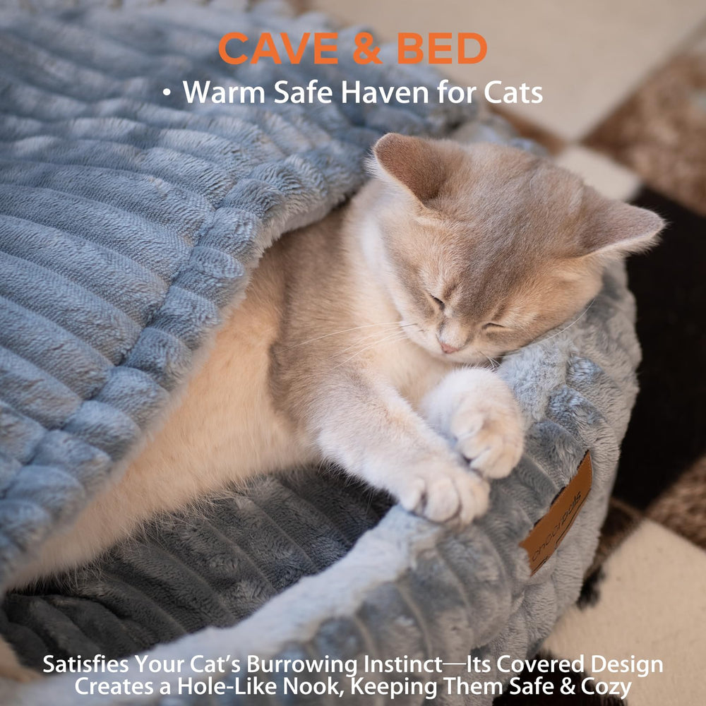 CHEERPALS cat bed with cave design provides a secure enclosed retreat