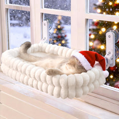 CHEERPALS cat window perch installed on the window, cozy view for indoor cats.