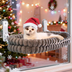CHEERPALS cat window perch side view in grey offering strong support for cozy lounging.
