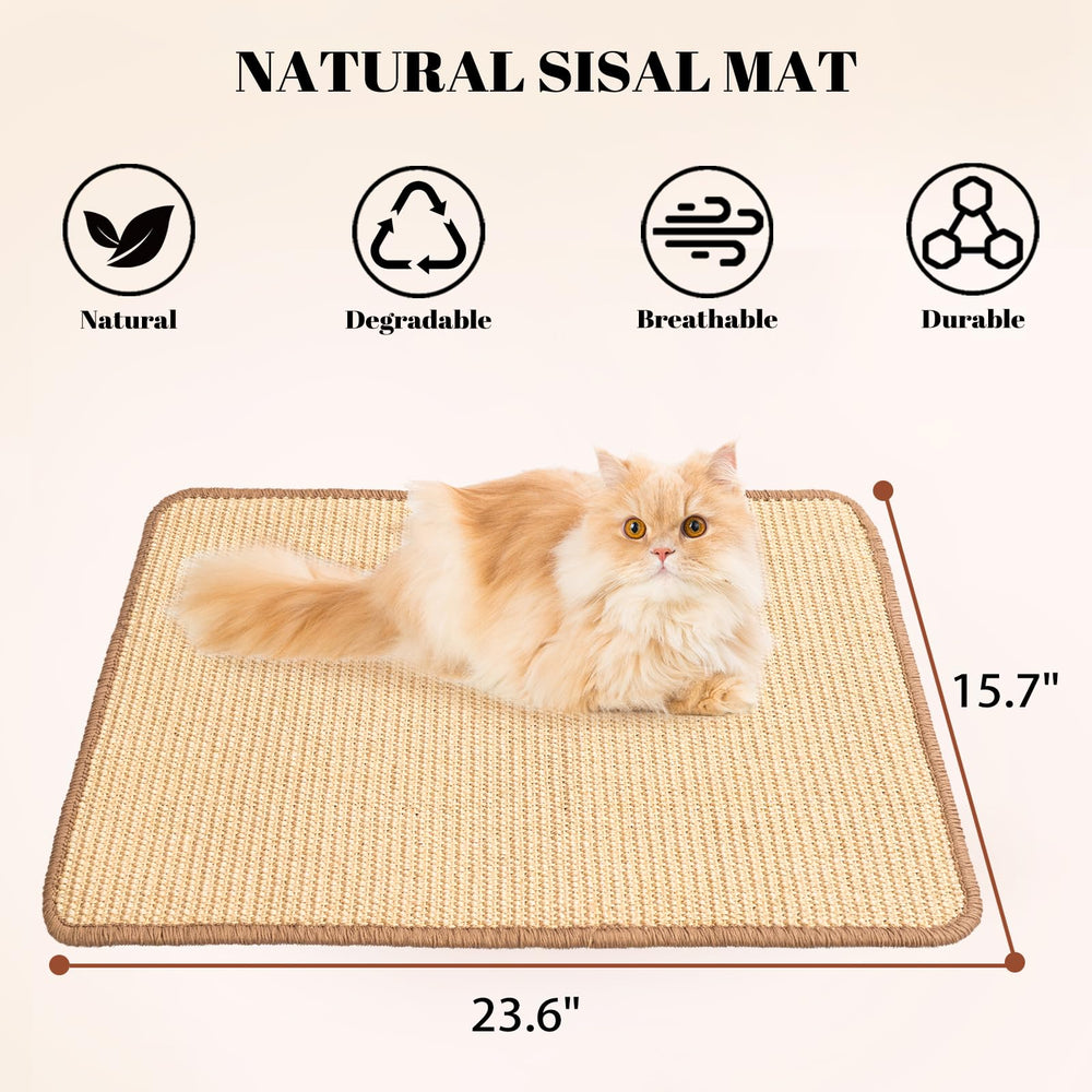 CHEERPALS sisal scratcher mat showing furniture protection on a sofa