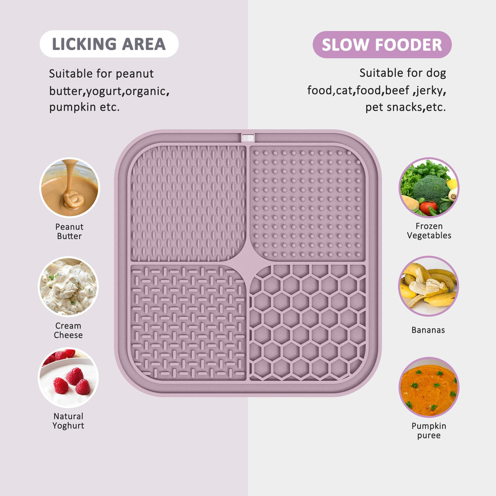 ChefAide lick mat with 49 suction cups grips tiles and glass.