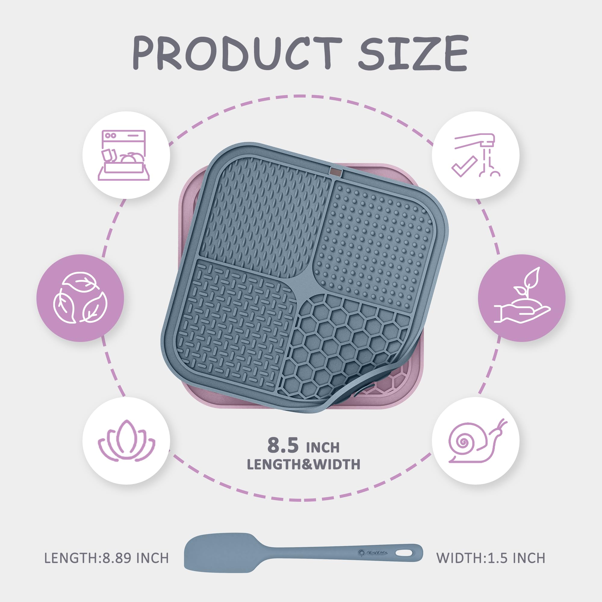ChefAide lick mat 85x85-inch silicone provides stable placement on smooth surfaces.